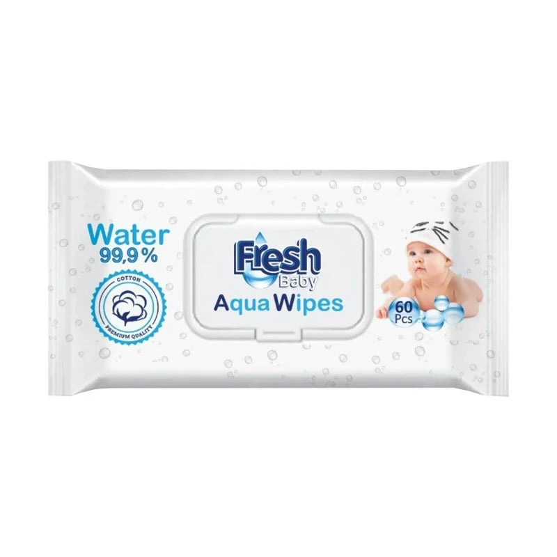 Fresh Baby: chusteczki nawilżane wodą Aqua Wipes 60 szt. - Noski Noski