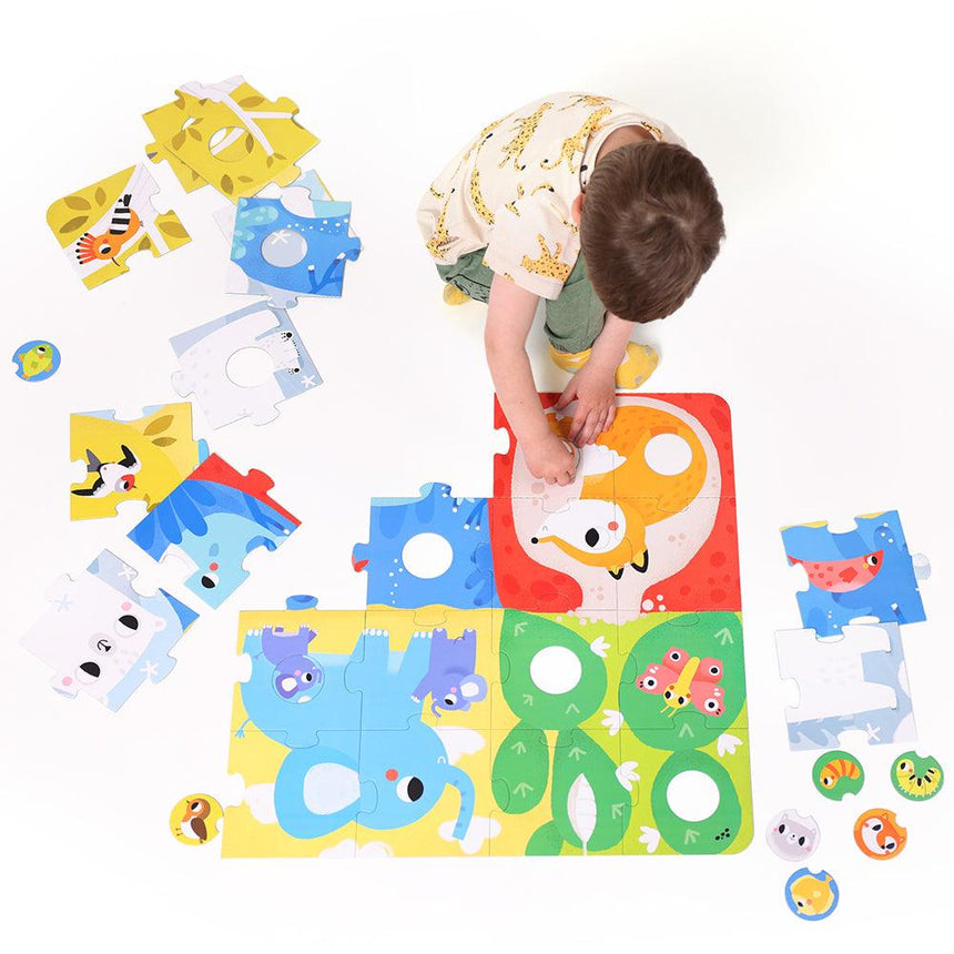 CzuCzu: duuuże puzzle z dziurką Zwierzęta - Noski Noski