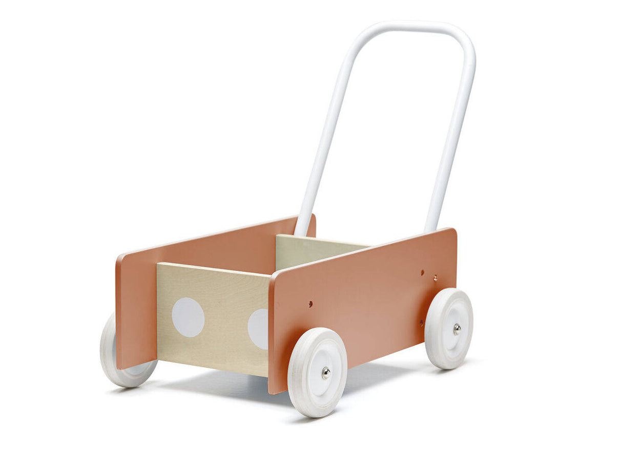 Wózek dla lalek Kids Concept Rust, stabilny chodzik i pchacz, idealny do nauki chodzenia oraz przewożenia zabawek.