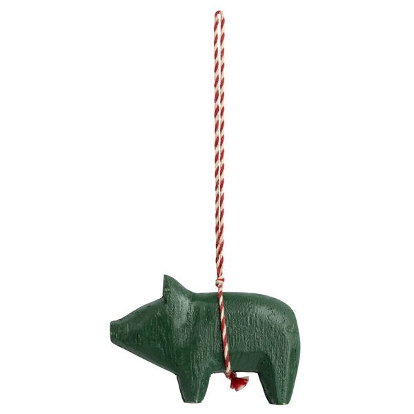 Maileg: Christmas tree decoration Wooden Pig ornament 1 pc.