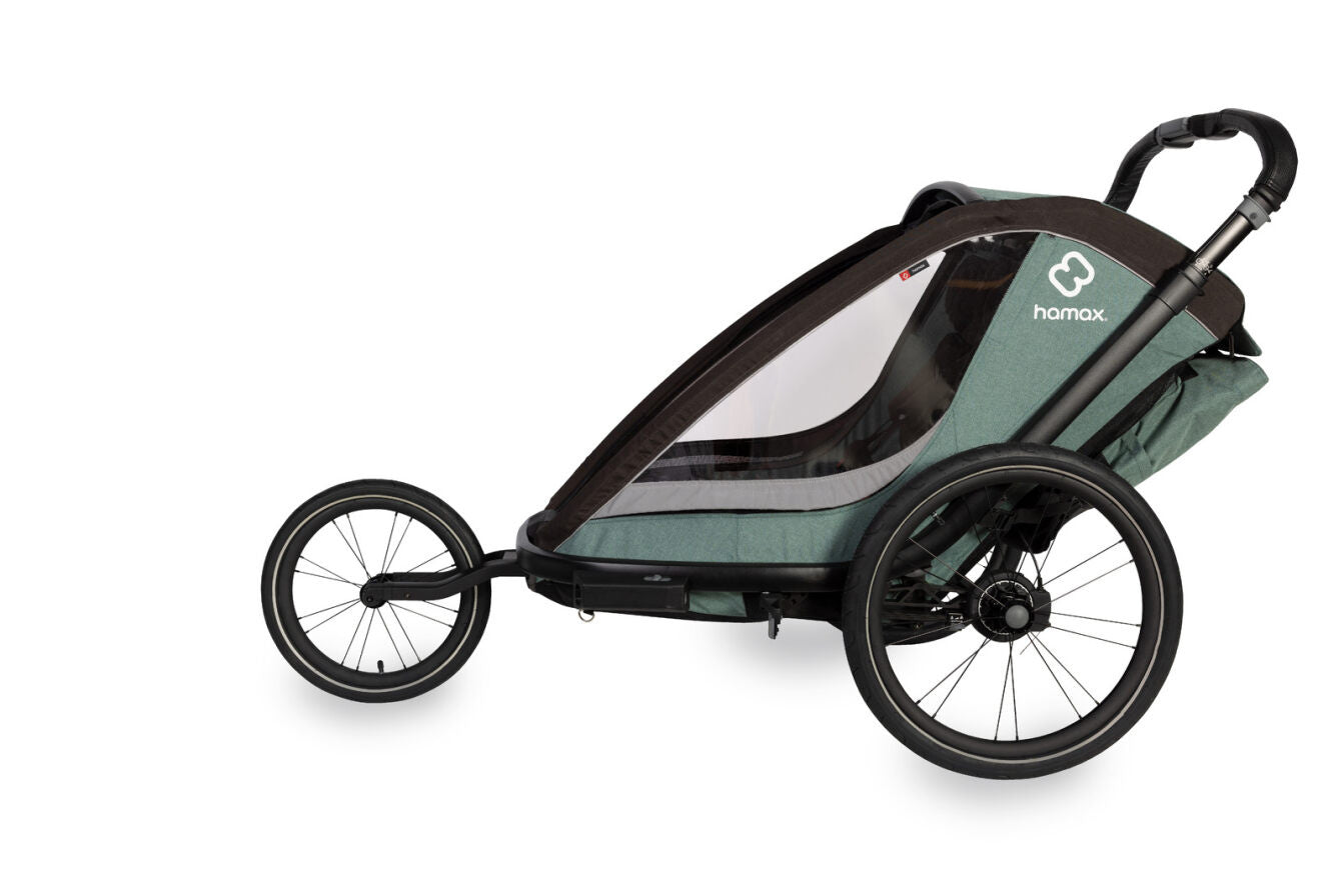Hamax - велосипедний причіп Cocoon з біговим набором, подвійний - зелений/чорний