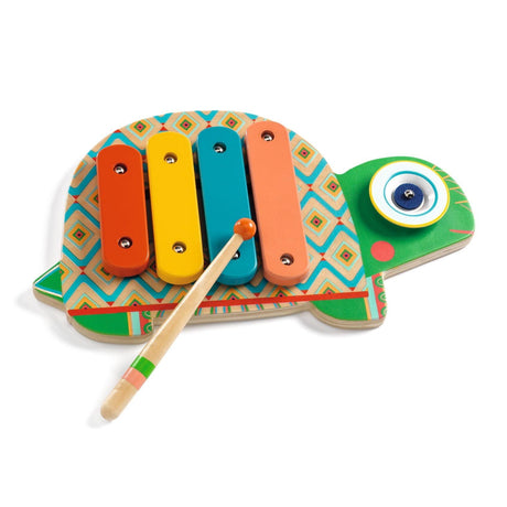 Ksylofon Djeco Żółwik Animambo 2w1, cymbałki dla dzieci, instrument muzyczny w kształcie żółwia, idealny dla małych muzyków.