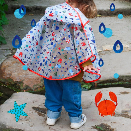 Peleryna przeciwdeszczowa Djeco Rain Cape dla dzieci 3-5 lat, wygodne i swobodne ponczo do zabaw na świeżym powietrzu.
