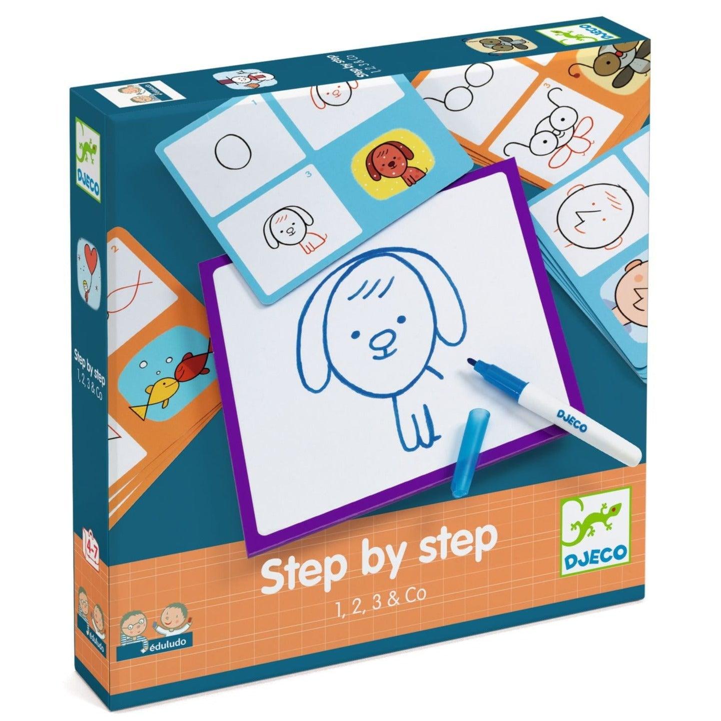 Djeco: zestaw do nauki rysowania Step by Step 1, 2 ,3 and Co - Noski Noski