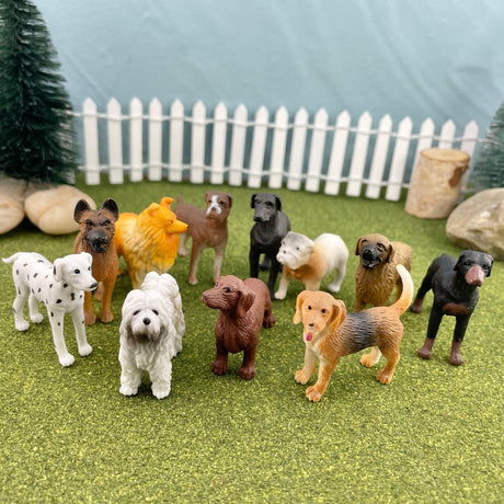 Zestaw 11 figurek psów Safari Ltd Dogs Toob w tubie, idealny dla małych miłośników zwierząt i psów, do kreatywnej zabawy.