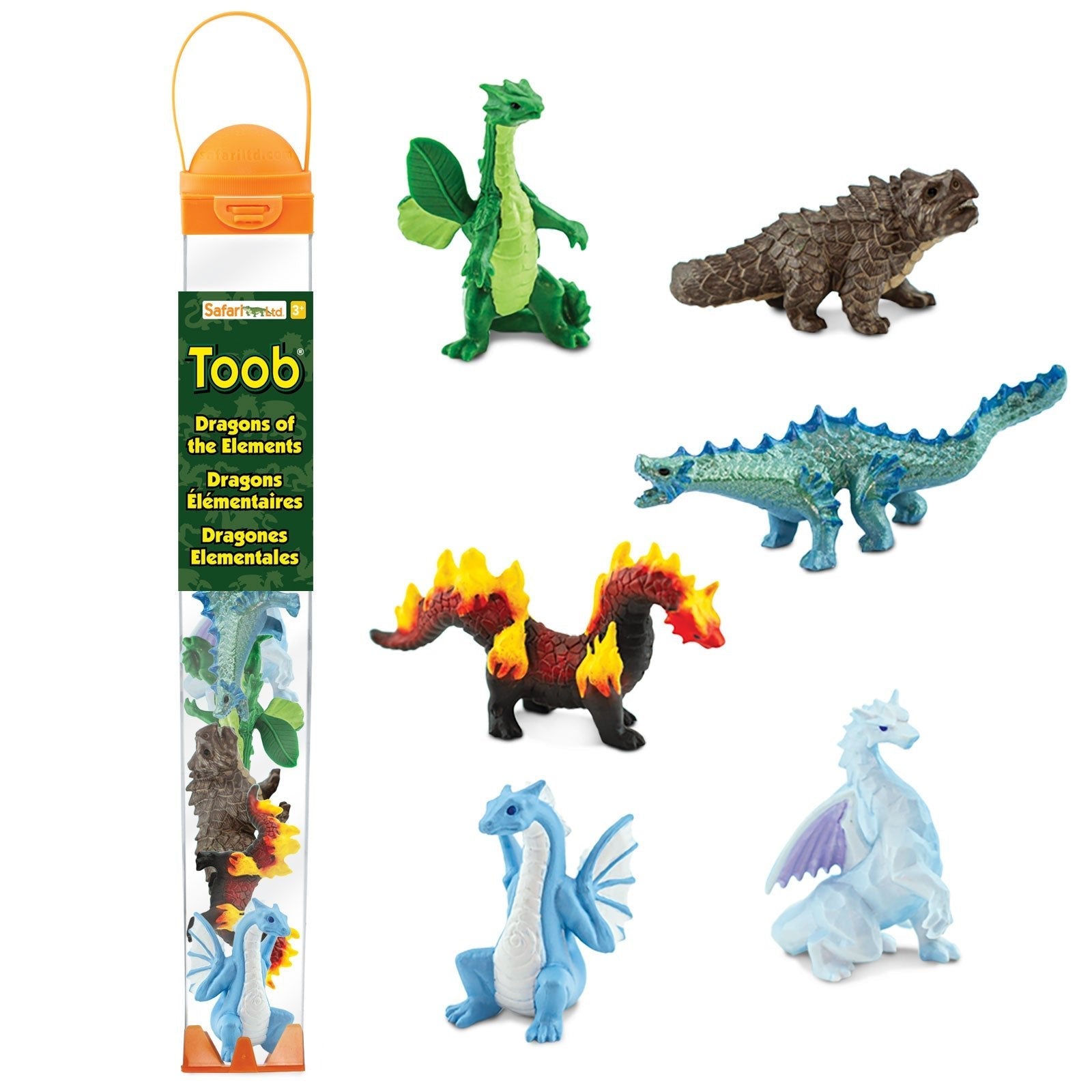 Safari Ltd: Figurines dans les dragons de tube des éléments TOOB 6 PCS.