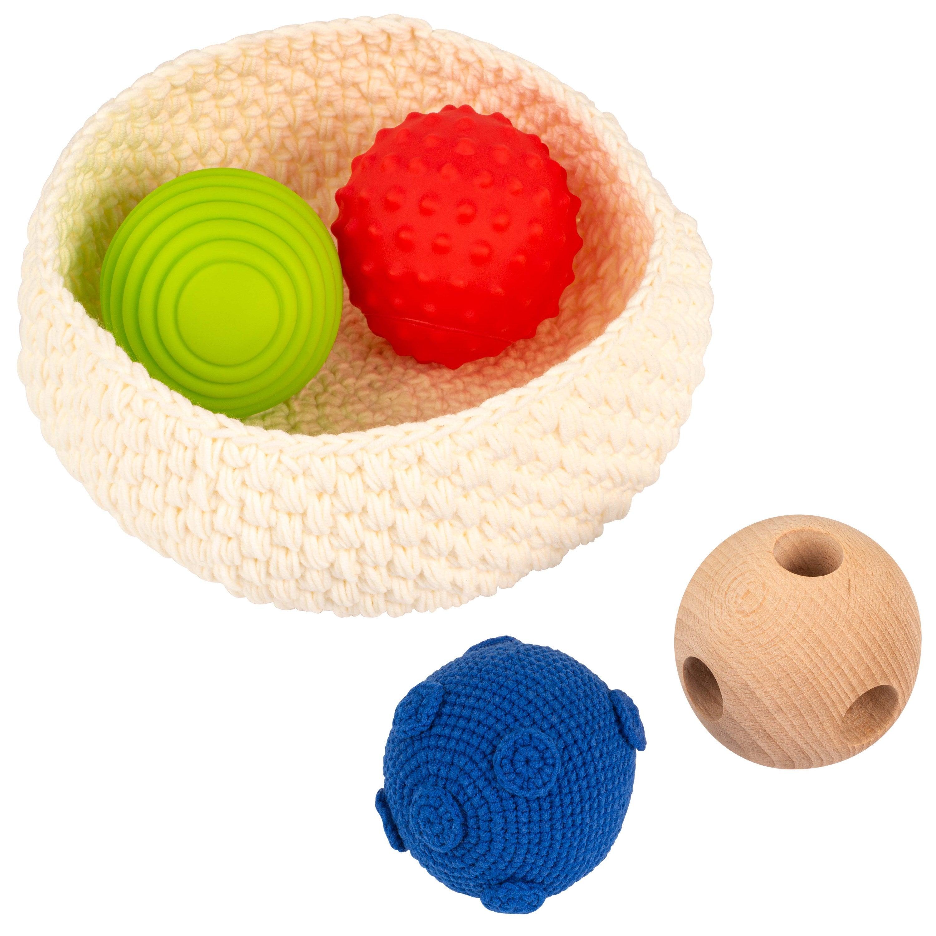 Educo: koszyk piłek sensorycznych dla niemowląt Feel the Ball Montessori - Noski Noski