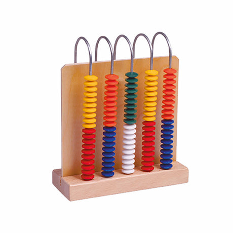 Drewniane liczydło Educo Abacus 5x20 z kolorowymi koralikami, idealne do nauki matematyki dla dzieci.