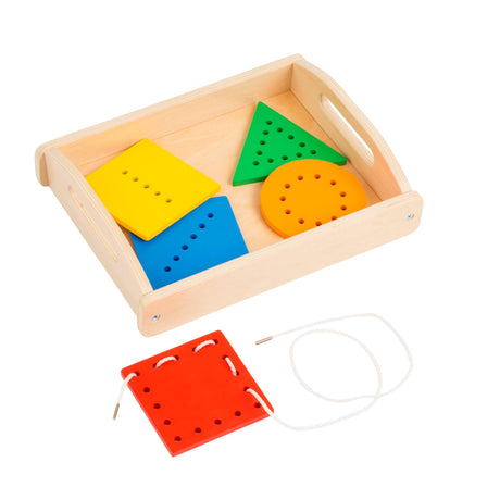 Zabawka montessori Educo Lace the String - edukacyjna gra zręcznościowa dla dzieci 23-28 miesięcy, rozwija motorykę i koordynację.