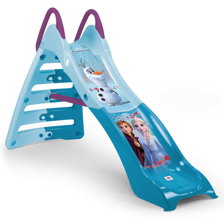 Zjeżdżalnia dla dzieci Frozen II ergonomiczna, bezpieczna z podłączeniem węża ogrodowego, szerokie stopnie, stabilny uchwyt.