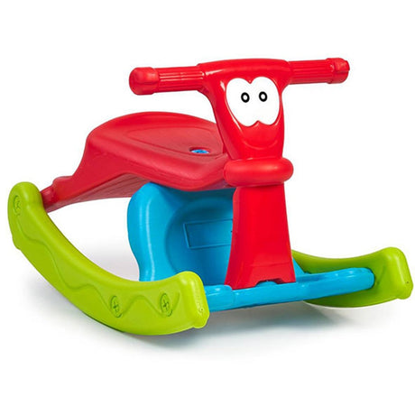 Kolorowy bujak krzesełko 2w1 Feber dla dzieci, zapewniający bezpieczną i kreatywną zabawę oraz wygodne siedzisko.