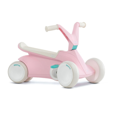 Różowy gokart na pedały Berg GO2 2w1, jeździk, stabilny i bezpieczny pojazd dla dzieci, idealny do długiej zabawy.