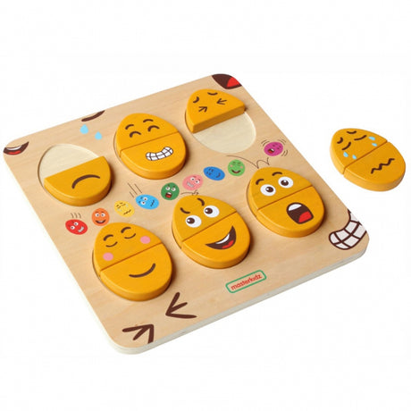 Tablica manipulacyjna Masterkidz Nauki Emocji, drewniana, uczy rozpoznawania emocji, idealna sensoryczna zabawka Montessori.