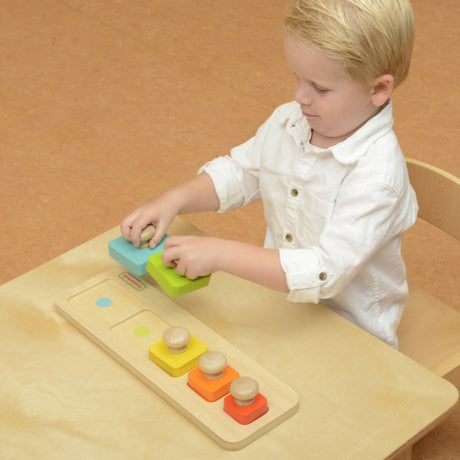 Układanka drewniana dla dzieci Masterkidz Nauka Rozmiarów i Kolorów Montessori, rozwijająca motorykę, koordynację i sensorykę.