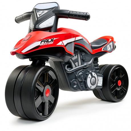 Motorek dla dzieci Falk Racing Team czerwony z szerokimi kołami, idealny dla maluchów od 1 roku, wygodny i bezpieczny.
