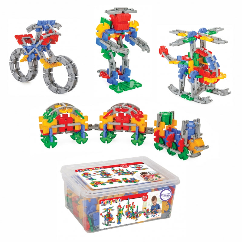 Klocki konstrukcyjne Woopie 512 elementów - kreatywna zabawa rozwijająca zdolności manualne i wyobraźnię dziecka.