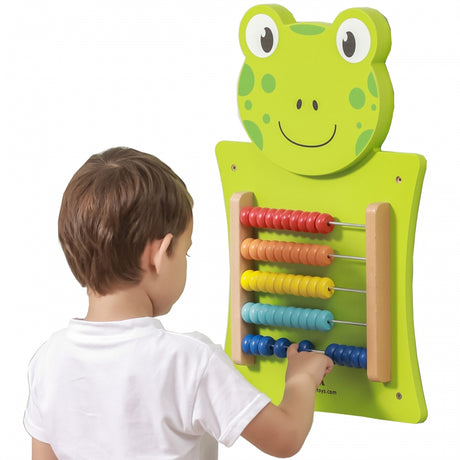 Tablica manipulacyjna Viga Toys z liczydłem i żabką, edukacyjna zabawka dla dzieci, kolorowe krążki, wprowadzenie do matematyki.