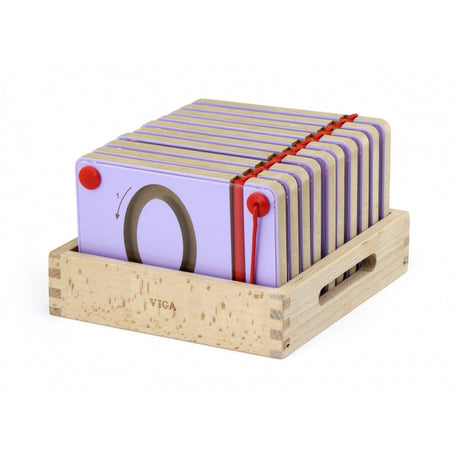 Viga Toys Magnetyczna Nauka Pisania Cyferek, 10 drewnianych tabliczek do nauki pisania cyferek po śladzie, ćwiczenie małej motoryki.