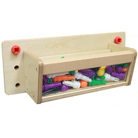Pojemnik na zabawki Masterkidz do tablicy STEM, idealny do przechowywania kołeczków, śrubek i sznureczków.