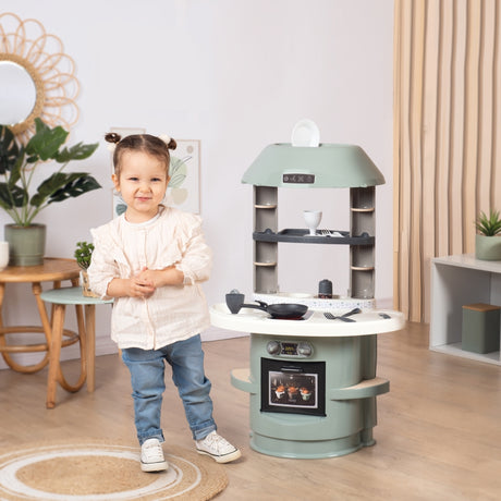Zabawkowa kuchnia Smoby Nova dla dzieci z realistycznymi funkcjami i 13 akcesoriami do kreatywnej zabawy od 18 miesiąca życia.