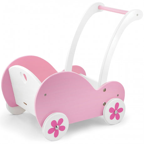 Drewniany wózek dla lalek Viga Toys - idealny do zabawy, wykonany z najwyższej jakości drewna bukowego.