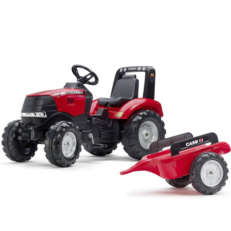 Duży czerwony traktor zabawka z przyczepką dla dzieci od 3 lat, stabilny, bezpieczny, z klaksonem - idealny prezent.
