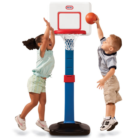 Składany kosz do koszykówki dla dzieci Little Tikes Square, regulowany 76-121 cm, idealny dla małych sportowców.