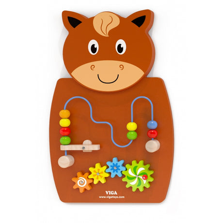 Tablica manipulacyjna Viga Toys Konik drewniana Montessori, rozwijająca kreatywność i zdolności manualne dziecka.