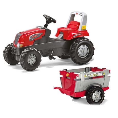 Traktor dla dzieci Rolly Toys Junior z przyczepą, idealna zabawka dla dzieci od 3 do 8 lat, przemyślana konstrukcja.