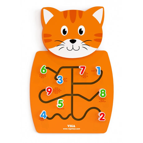 Tablica manipulacyjna Viga Toys Cyfry Kotek - drewniana zabawka Montessori rozwijająca umiejętności manualne i logiczne myślenie u dzieci.