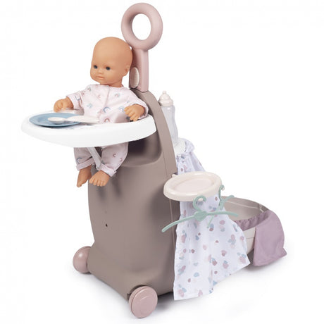 Łóżeczko dla lalek Smoby 3w1 - walizka, akcesoria, wysokie krzesełko. Idealne centrum opieki dla małej mamy.