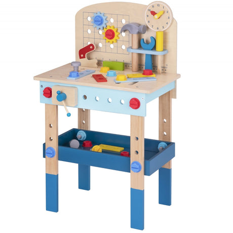 Warsztat dla dzieci Tooky Toy - drewniany zestaw majsterkowicza z narzędziami, rozwijający kreatywność i zdolności manualne.