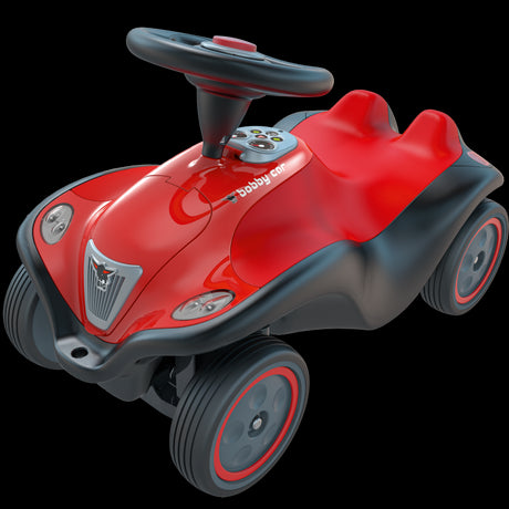 Czerwony Big Bobby Car Next 2.0 dla dzieci ze światłami LED i miękkim siedziskiem, idealny autko dla dzieci do zabawy.
