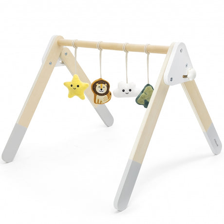 Kolorowy Baby Gym Viga Toys PolarB z interaktywnymi zawieszkami, stymuluje zmysły i rozwija umiejętności Twojego dziecka.