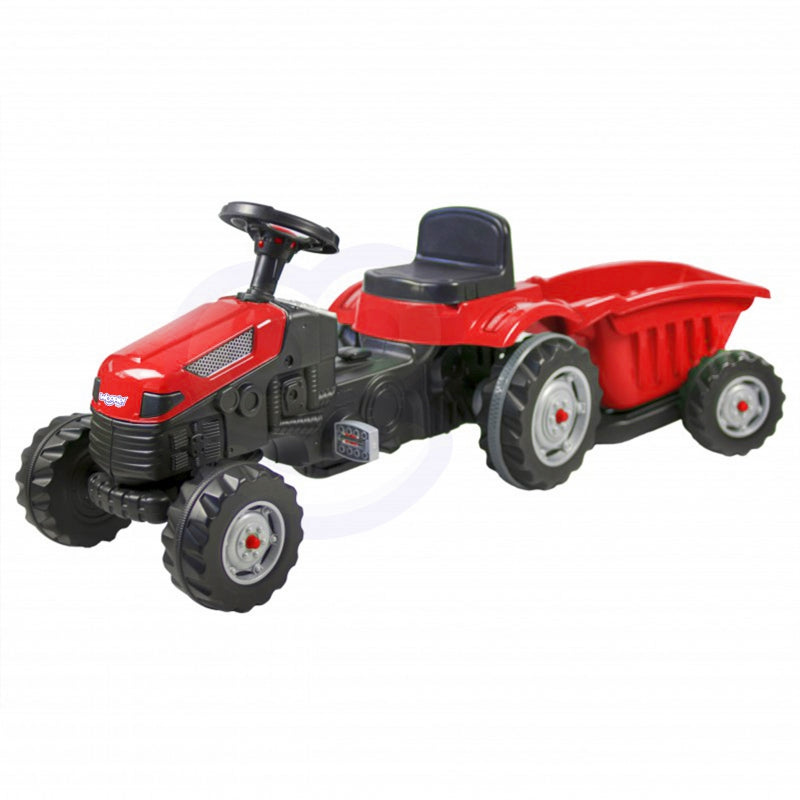 Traktor dla dzieci Woopie Farmer GoTrac Maxi z regulowanym siedzeniem i przyczepą - idealny do zabawy na świeżym powietrzu.