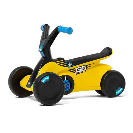 Berg Sparx Rowerek Biegowy Gokart 2w1 Żółty - ergonomiczny chodzik dla dziecka, rośnie wraz z nim, zapewniając bezpieczną zabawę.