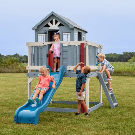 Plac zabaw dla dzieci Backyard Discovery z domkiem, zjeżdżalnią i piaskownicą, drewniany, stabilny i bezpieczny.