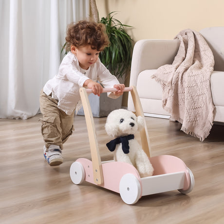 Drewniany wózek dla lalek Viga Toys PolarB 2w1 chodzik pchacz wspiera rozwój motoryki malucha.