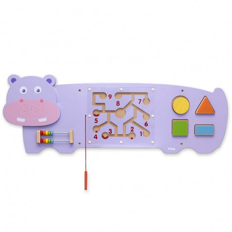 Tablica manipulacyjna Viga Toys Hipopotam, sensoryczna tablica magnetyczna dla dzieci Montessori, certyfikat FSC