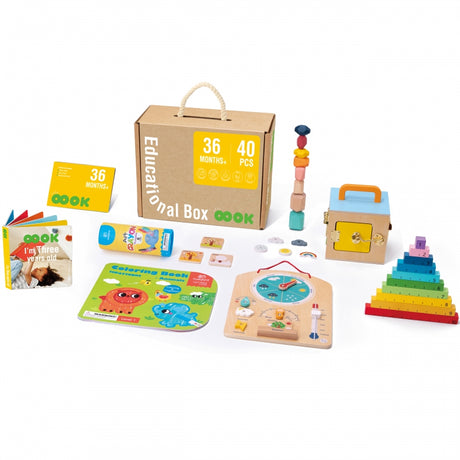 Montessori, edukacyjne zabawki dla 3-4 latka: drewniany układanka, liczydło, tablica pogody, Tooky Toy.