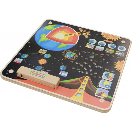 Tablica manipulacyjna edukacyjna Masterkidz Ziemia Montessori dla dzieci, interaktywna z efektami świetlnymi, nauka i zabawa.