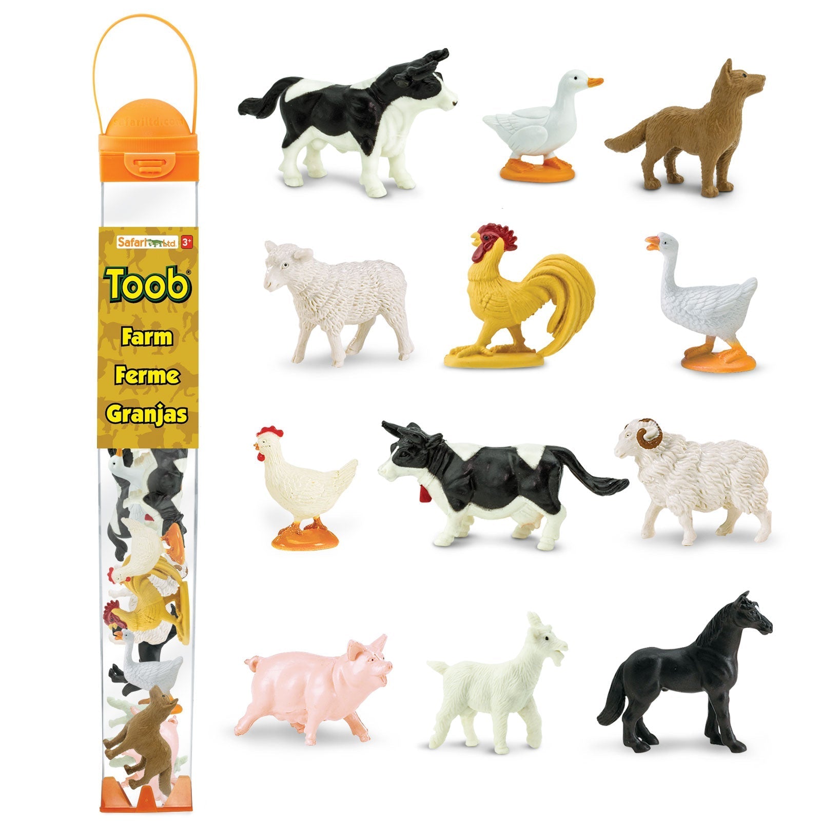 Safari Ltd: Figuras en un tubo de animales en el pueblo de la granja Toob 12 PC.