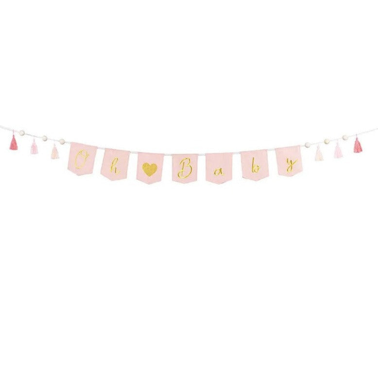 PartyDeco: Banner Pink Poporczyki Oh Baby