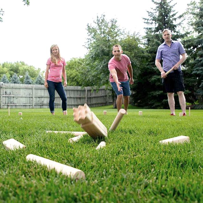 Little Kubb, a Viking game with a cotton bag