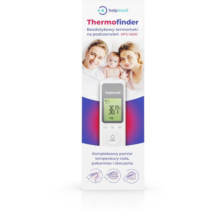 Termometr bezdotykowy Helpmedi HSF-1000 ThermoFinder, szybki, precyzyjny pomiar ciała, otoczenia, jedzenia i wody.