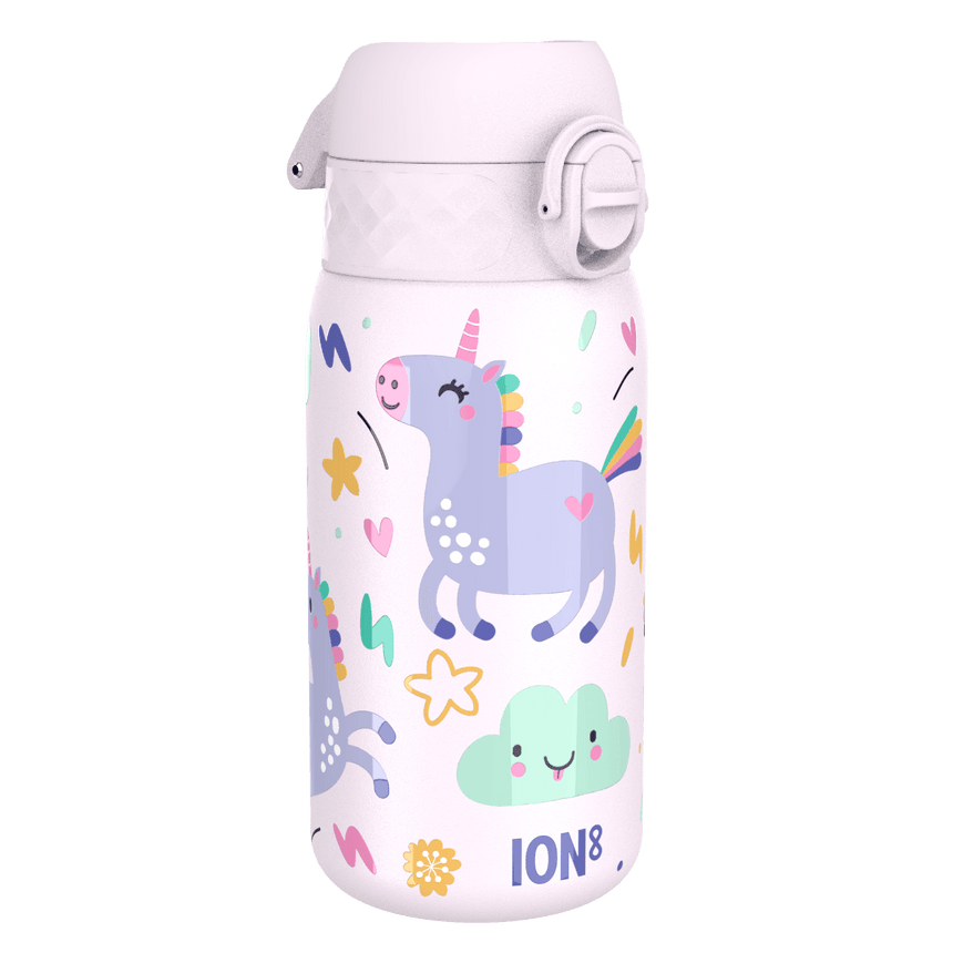 Bidon stalowy Ion8 3D Double Wall 400 ml - idealny bidon na wodę dla dzieci, termiczny, lekki i poręczny.