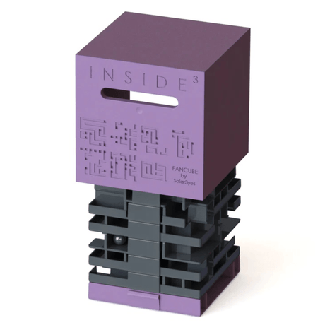 Trójwymiarowa kostka logiczna z kulą labirynt Łamigłówka Iuvi Games Inside 3 Purple Pain, rozwija myślenie i koncentrację.