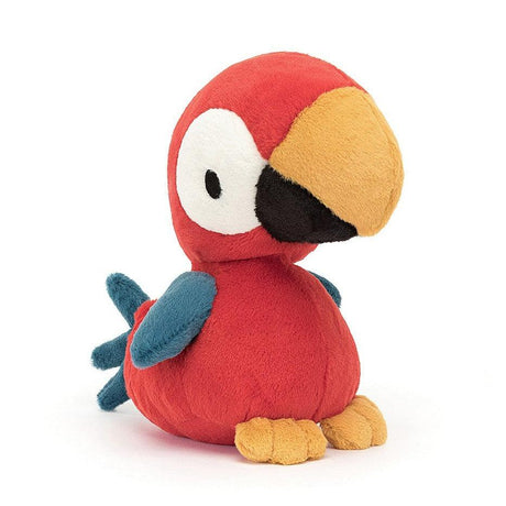 Maskotka papuga Jellycat 22 cm, żywe kolory, miękka zamszowa przytulanka, idealna na prezent dla dzieci.
