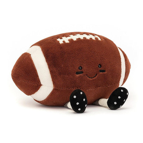 Pluszowa piłka do futbolu amerykańskiego Jellycat Amuseable z wesołą buźką, idealna dla fanów footballu.
