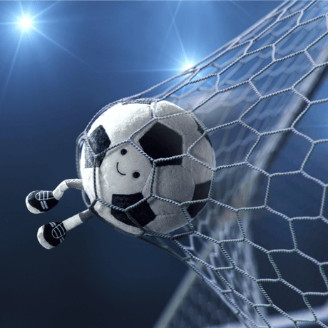 Pluszowa piłka Jellycat Amuseable Football - urocza, uśmiechnięta maskotka dla fanów piłki nożnej w każdym wieku.